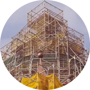 scaffolding around a tower